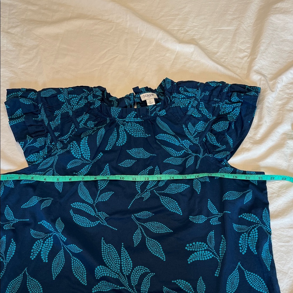 J Crew Blue and Green Patterned Blouse Size Large - Picture 7 of 7